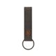 aerial view a slate gray leather & light rust linen accent saddler loop keychain, image 1 of 2