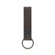 aerial view a slate gray leather & royal blue linen accent saddler loop keychain, image 1 of 2