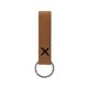aerial view a tan leather & black linen accent saddler loop keychain, image 1 of 2