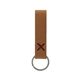 aerial view a tan leather & country red linen accent saddler loop keychain, image 1 of 2