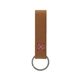 aerial view a tan leather & fuchsia linen accent saddler loop keychain, image 1 of 2