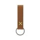 aerial view a tan leather & lemon linen accent saddler loop keychain, image 1 of 2