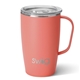 aerial view a coral 18 oz swig life(tm) travel mug, image 1 of 3