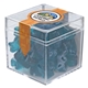 aerial view a clear & gummy bears fill option cube shaped acrylic container with candy, image 4 of 9