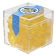 aerial view a clear & gummy bears fill option cube shaped acrylic container with candy, image 8 of 9