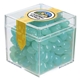aerial view a clear & jelly beans fill option cube shaped acrylic container with candy, image 5 of 12