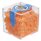aerial view a clear & jelly beans fill option cube shaped acrylic container with candy, image 7 of 12