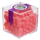 aerial view a clear & jelly beans fill option cube shaped acrylic container with candy, image 8 of 12