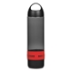 aerial view a translucent charcoal with red 16 oz tritan(tm) rumble bottle with speaker, image 1 of 4