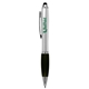 aerial view a silver with black ergo twist pen stylus, image 1 of 3