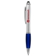 aerial view a silver with blue ergo twist pen stylus, image 1 of 3