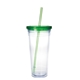 aerial view a clear/green/green 24 oz good value(tm) clear tumbler with colored lid, image 1 of 2