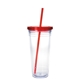 aerial view a clear/red/red 24 oz good value(tm) clear tumbler with colored lid, image 1 of 2