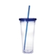 aerial view a clear/blue/blue 24 oz good value(tm) clear tumbler with colored lid, image 1 of 2