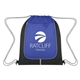 aerial view a royal blue with black trim achieve drawstring sports pack, image 1 of 2