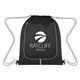 aerial view a black with black trim achieve drawstring sports pack, image 1 of 3