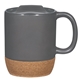 aerial view a gray 14 oz botttom cork base ceramic mug, image 1 of 2