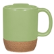 aerial view a lime green 14 oz botttom cork base ceramic mug, image 1 of 2