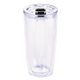 aerial view a clear with black lid slider 19 oz everest clarity tumbler, image 1 of 2