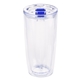 aerial view a clear with blue lid slider 19 oz everest clarity tumbler, image 1 of 2