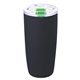 aerial view a matte black with lime green lid slider 19 oz everest noir recycled tumbler, image 1 of 2