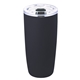 aerial view a matte black with black lid slider 19 oz everest noir recycled tumbler, image 1 of 2