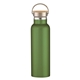 aerial view a green 21 oz tipton stainless steel bottle with bamboo lid, image 1 of 5