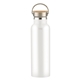 aerial view a white 21 oz tipton stainless steel bottle with bamboo lid, image 1 of 4