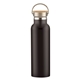 aerial view a black 21 oz tipton stainless steel bottle with bamboo lid, image 1 of 5