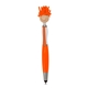 aerial view a orange moptoppers multicultural screen cleaner with stylus pen, image 1 of 6