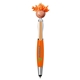 aerial view a orange moptoppers multicultural screen cleaner with stylus pen, image 1 of 6