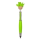 aerial view a green-lime moptoppers multicultural screen cleaner with stylus pen, image 1 of 6