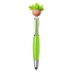 aerial view a green-lime moptoppers multicultural screen cleaner with stylus pen, image 1 of 6