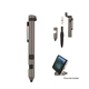 aerial view a gunmetal 6- in -1 quest multi tool pen, image 1 of 10
