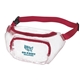 aerial view a clear/red pvc clear fanny pack, image 1 of 4