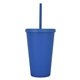 aerial view a blue 16 oz newport harvest travel tumbler, image 1 of 3