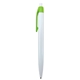 aerial view a white with lime green nolan pen with plunger action, image 1 of 3