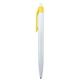 aerial view a white with yellow nolan pen with plunger action, image 1 of 3