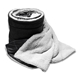 a black oversized micro soft touch sherpa blanket