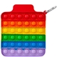 aerial view a rainbow fiddle popper silicone sensory fidget toy, image 1 of 3