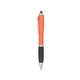aerial view a orange with black rubberized grip satin stylus pen, image 1 of 3
