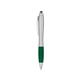 aerial view a satin silver with green rubberized grip satin stylus pen, image 1 of 3