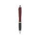 aerial view a burgundy with black rubberized grip satin stylus pen, image 1 of 3