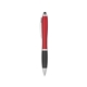 aerial view a red with black rubberized grip satin stylus pen, image 1 of 3