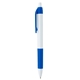 aerial view a white with blue trim serrano comfort grip click pen, image 1 of 3