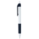 aerial view a white with black trim serrano comfort grip click pen, image 1 of 3