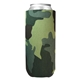 aerial view a green camo 24 oz foam tall boy can cooler, image 1 of 2