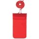 aerial view a translucent red waterproof pouch with neck cord, image 1 of 3