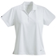 aerial view a white (125) womens moreno short sleeve performance polo, image 1 of 2