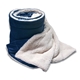 a navy oversized micro soft touch sherpa blanket